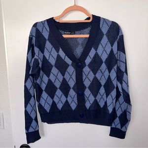 Blue Checkered/Plaid Cardigan